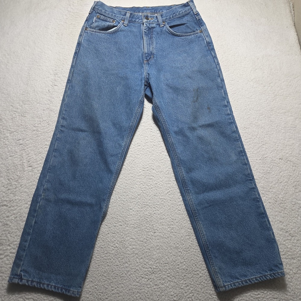 Carhartt Flannel Lined Men's 32x29 Relaxed Fit Blue Jeans Workwear B172 DST